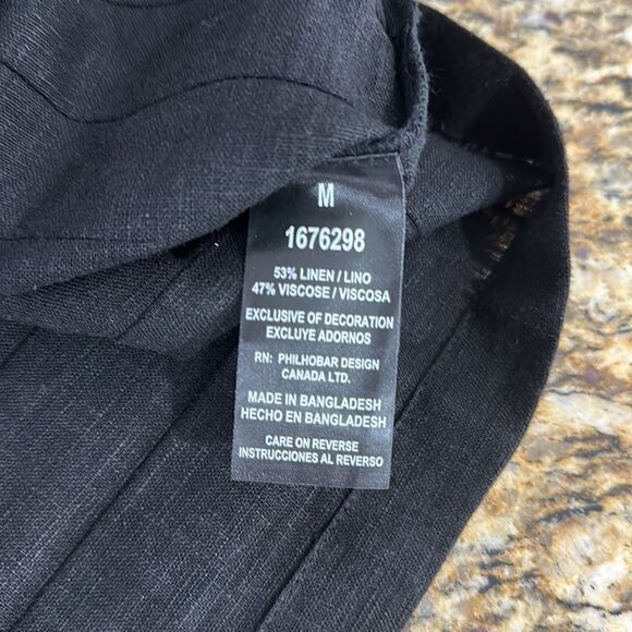 Nicole Miller Original Linen Blend Black Short Sleeve Dress Size M - Picture 5 of 8